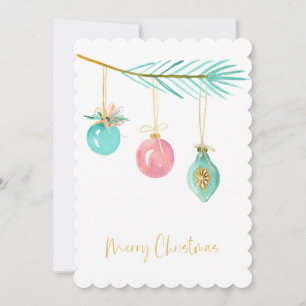 Pastel Rosa Farmhouse Check jul Ornament Julkort