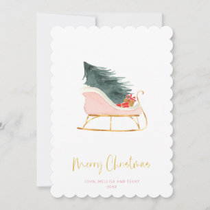Pastel Rosa Farmhouse Play Jullsleigh Julkort