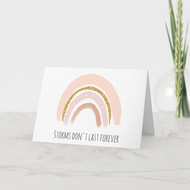 Pastel Rosa & Faux Glitter Boho Rainbow kommer bra Kort (Framsida)