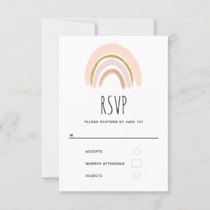Pastel Rosa & Faux Glitter Boho Rainbow OSA Kort