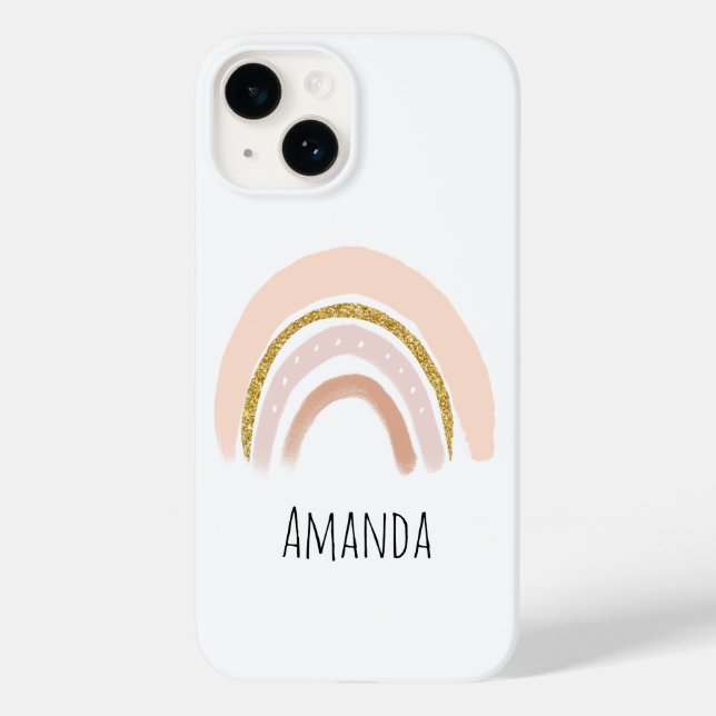 Pastel Rosa & Faux Glitter Rainbow Boho (Baksida)