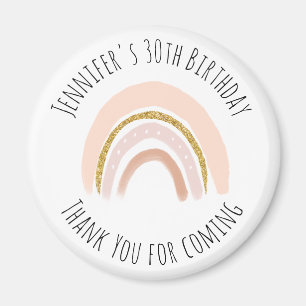 Pastel Rosa & Faux Glitter Rainbow Tack Magnet