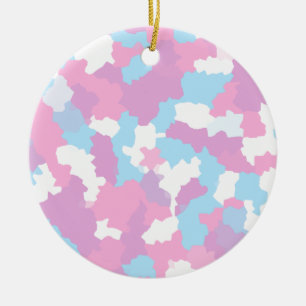 Pastel Rosa Feminine Abstrakt Camouflage Mönster Julgransprydnad Keramik