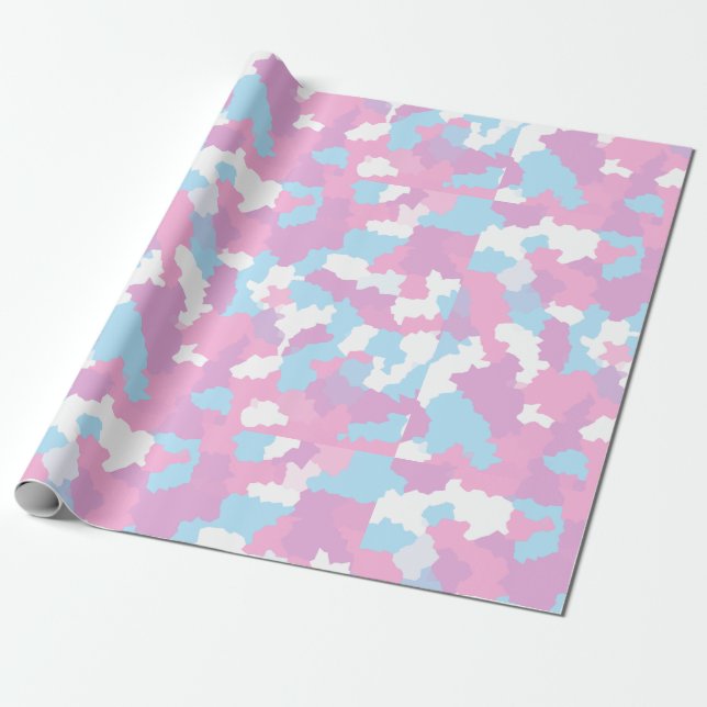 Pastel Rosa Feminine Abstrakt Camouflage Mönster Presentpapper (Utrullad)