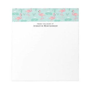 Pastel Rosa Flamingos Grönt Mönster Anteckningsblock