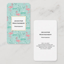 Pastel Rosa Flamingos Grönt Mönster Visitkort