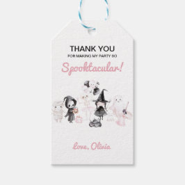 Pastel rosa Flickans halloween-födelsedag Presentetikett