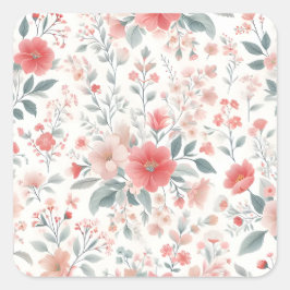 Pastel Rosa Flower Aesthetic Background Fyrkantigt Klistermärke