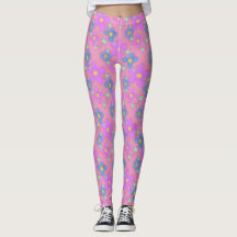 Pastel Rosa Flower Doodle Dot Print leggings