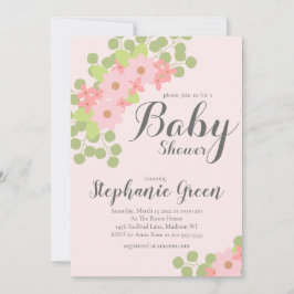 Pastel Rosa Flowers Baby Shower-inbjudan Inbjudningar