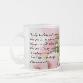 Pastel Rosa Flowers Bible Verse Frostad Glasmugg