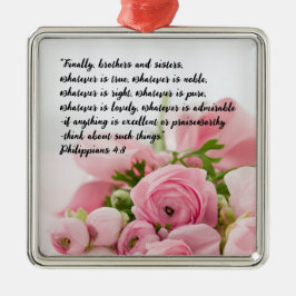 Pastel Rosa Flowers Bible Verse Julgransprydnad Metall