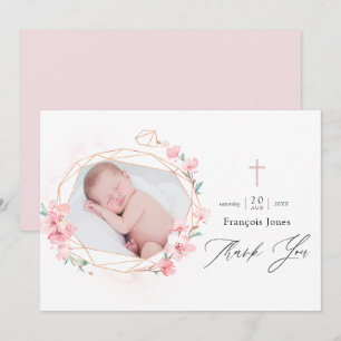 Pastel Rosa Geometric Blommigt Heliga Communion Tack Kort