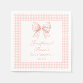 Pastel rosa gingham-buskduschen på flicka pappersservett