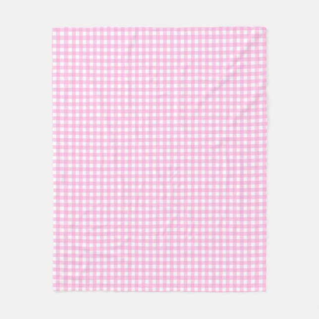 Pastel Rosa Gingham Mönster Fleecefilt (Framsidan)