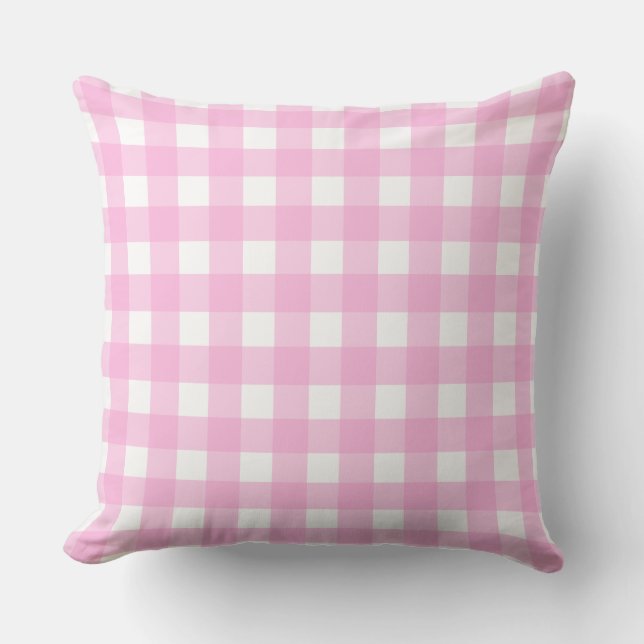 Pastel Rosa Gingham Mönster Kudde (Framsida)