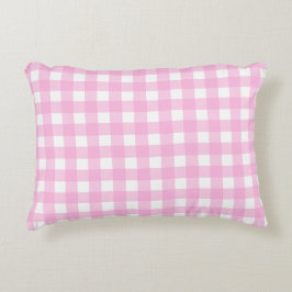 Pastel Rosa Gingham Mönster Prydnadskudde