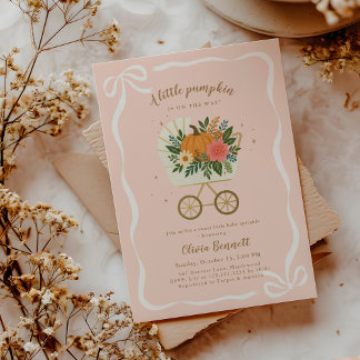 Pastel Rosa Girl Girl Pumpkin Baby Shower-inbjudan Inbjudningar