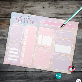Pastel Rosa Girly Cute Daily Planner Anteckningsblock