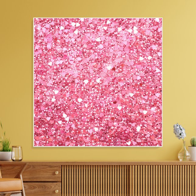Pastel Rosa Glitter Canvastryck (Insitu (Vardagsrum))
