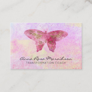 *~* Pastel Rosa Glitter Fantasy Giled Butterfly Visitkort