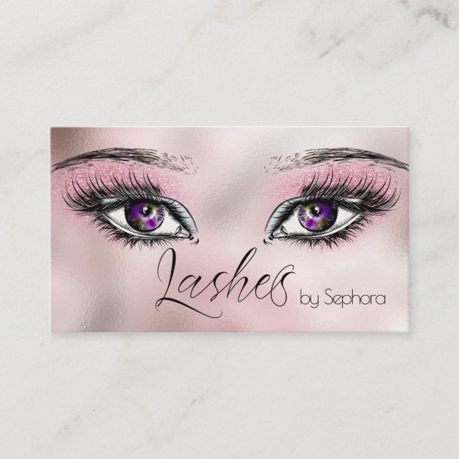 Pastel Rosa Glitter Lash Extension Artist Visitkort (Framsida)