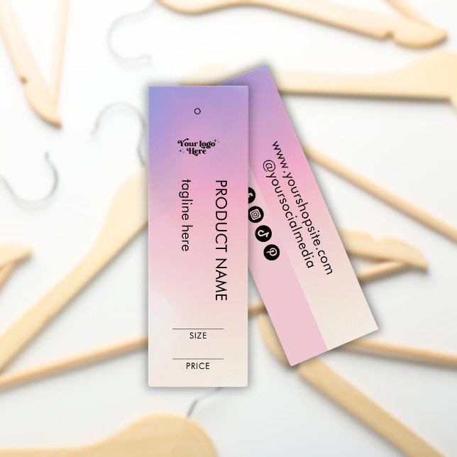 Pastel Rosa Gradient Rainbow Logotyp Storlek Pris Litet Visitkort (Skapare uppladdad)