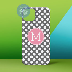 Pastel Rosa & Grått Polka dots med Anpassningsbar