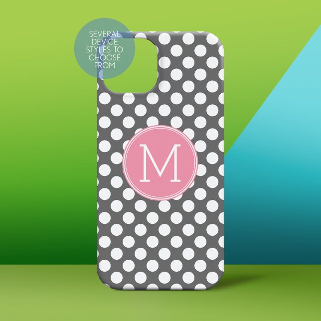 Pastel Rosa & Grått Polka dots med Anpassningsbar  (Personalized Phone Case)