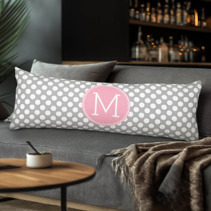 Pastel Rosa & Grått Polka dots med Anpassningsbar Kroppskudde
