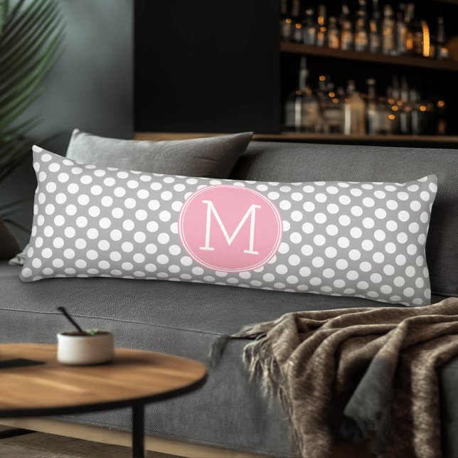 Pastel Rosa & Grått Polka dots med Anpassningsbar  Kroppskudde (Custom Body Pillow with a Sports Theme)