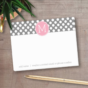 Pastel Rosa & Grått Polka dots med Anpassningsbar Post-it Block