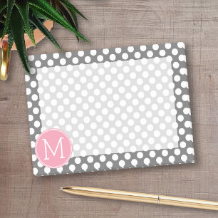 Pastel Rosa & Grått Polka dots med Anpassningsbar Post-it Block