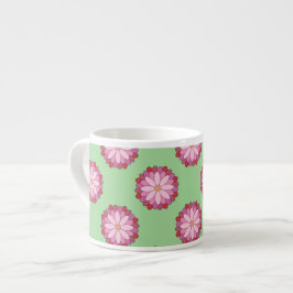 Pastel Rosa Grönt Asian Medallion Blommigt Espressomugg