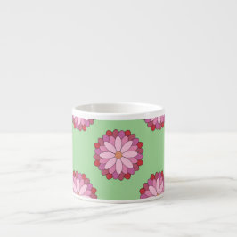 Pastel Rosa Grönt Asian Medallion Blommigt Espressomugg