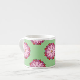 Pastel Rosa Grönt Asian Medallion Blommigt Espressomugg