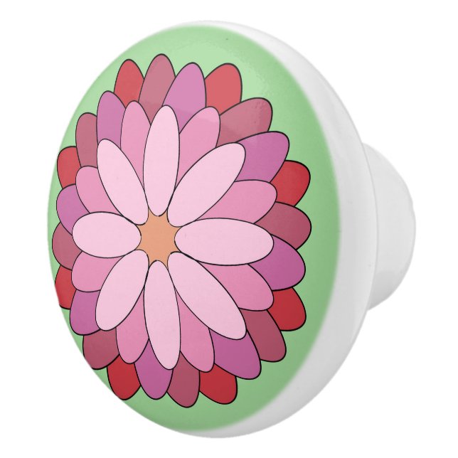 Pastel Rosa Grönt Asian Medallion Blommigt Knopp (Höger)
