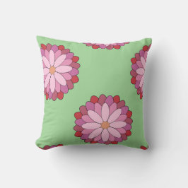 Pastel Rosa Grönt Asian Medallion Blommigt Kudde