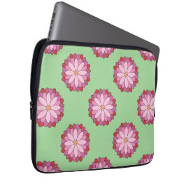 Pastel Rosa Grönt Asian Medallion Blommigt Laptop Fodral