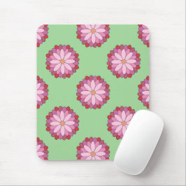 Pastel Rosa Grönt Asian Medallion Blommigt Musmatta