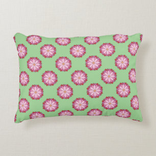 Pastel Rosa Grönt Asian Medallion Blommigt Prydnadskudde