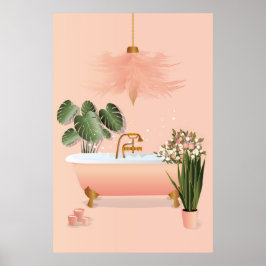 Pastel Rosa & Grönt Bathroom | Bubble Bath Poster
