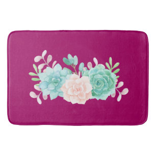 Pastel Rosa & Grönt Blommigt Bouquet på Magentan B Badrumsmatta