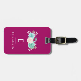 Pastel Rosa & Grönt Blommigt Bouquet på Magentan B Bagagebricka