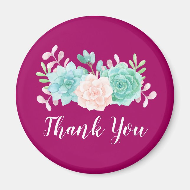 Pastel Rosa & Grönt Blommigt Bouquet på Magentan B Magnet (Framsidan)