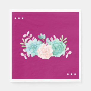 Pastel Rosa & Grönt Blommigt Bouquet på Magentan B Pappersservett