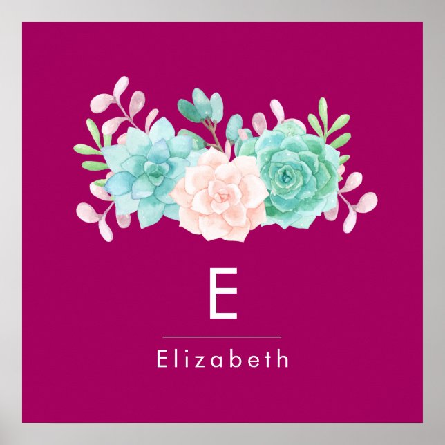 Pastel Rosa & Grönt Blommigt Bouquet på Magentan B Poster (Framsidan)