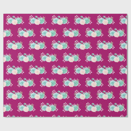 Pastel Rosa & Grönt Blommigt Bouquet på Magentan B Presentpapper