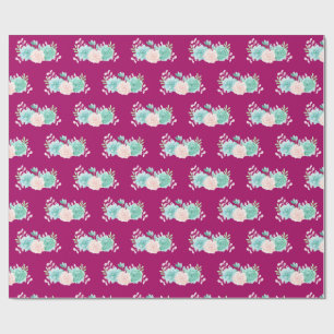 Pastel Rosa & Grönt Blommigt Bouquet på Magentan B Presentpapper