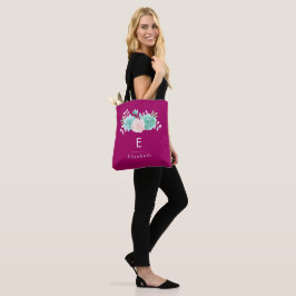 Pastel Rosa & Grönt Blommigt Bouquet på Magentan B Tygkasse